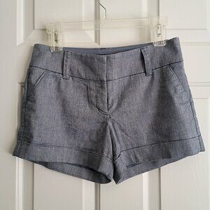 EXPRESS Linen Midi Low Rise Shorts Blue Size 4